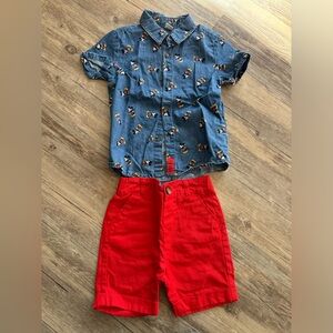 Disney Mickey button down shirt & short set 18-24 months